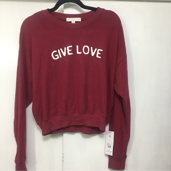 Spiritual Gangster Tops - Spiritual Gangster Wine Give Love Malibu Crewneck Cozy Sweatshirt Red Medium M